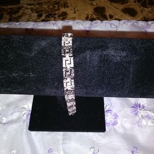 925 silver white and black diamond chip bracelet